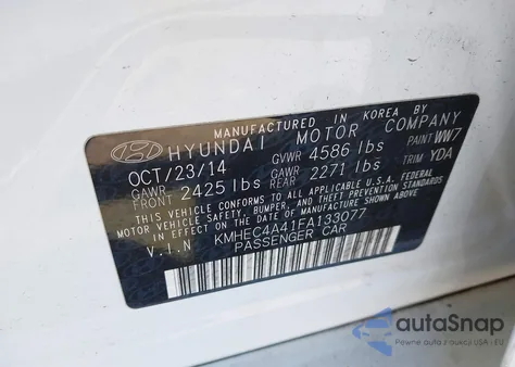 2015 Hyundai Sonata Hybrid z USA, uszkodzony, nr VIN KMHEC4A41FA133077